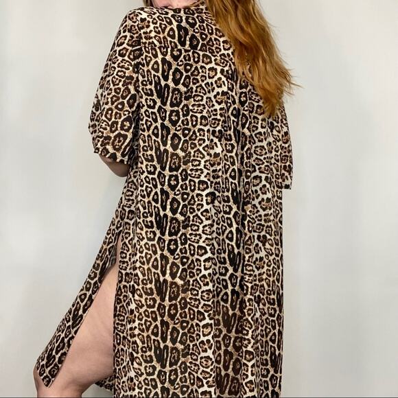 Siren Lily Plus Size 1X Neutral Leopard Cheetah Mesh Top/ Swim Suit Cover Up - Picture 10 of 15
